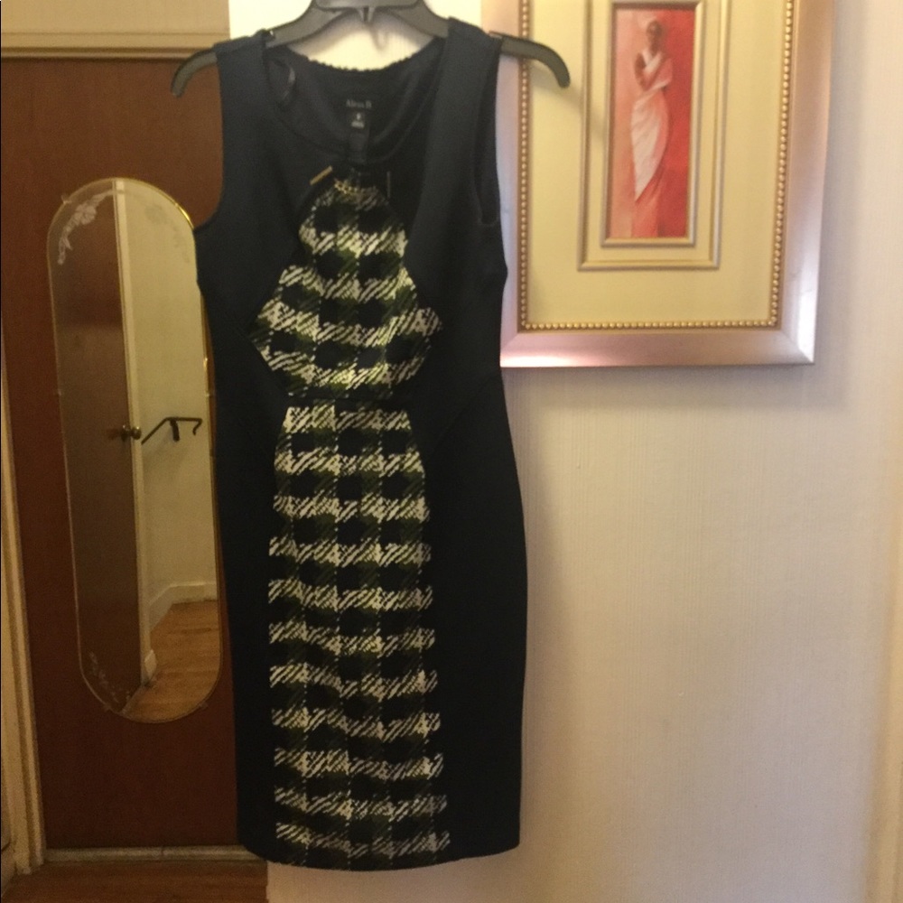 ALEXA B BLACK & WHITE KNIT SLEEVELESS DRESS SZ 6.